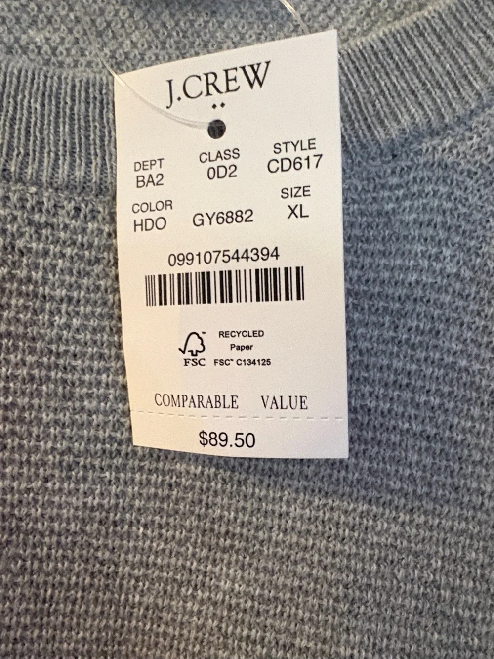618 J. Crew Men’s Light Gray Crewneck Sweater